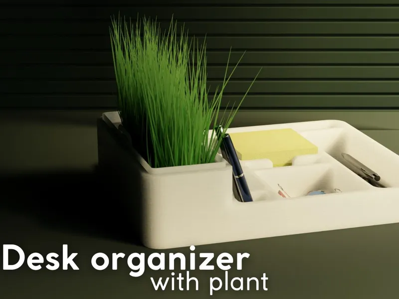 Desk organizer with plant