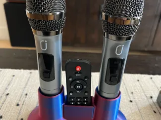 dual karaoke mic w/wo remote holder
