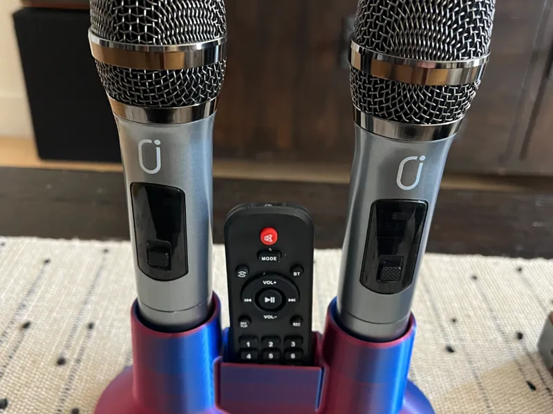 dual karaoke mic w/wo remote holder