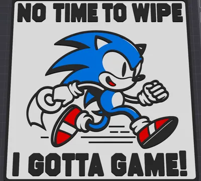 Sonic No Time To Wipe Gamer Plaque (No AMS Needed)
