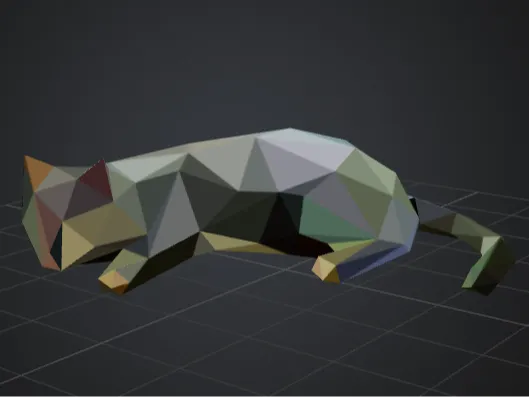 low poly desk top cat