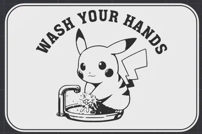 POKEMON (WASH HANDS) WALL SIGN DECOR