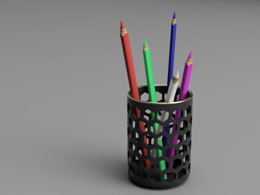 Pot à crayons hexagonal