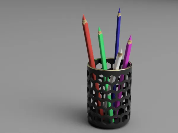 Pot à crayons hexagonal