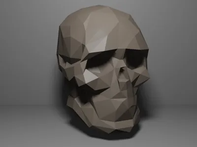 low poly skull