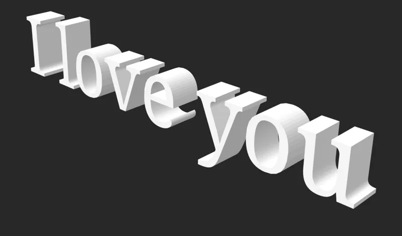 I LOVE YOU - Upper & Lower case Sans font 3D model