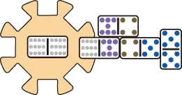 Mexican Train Dominoes - A player ends his train in a double 5 on the first turn.