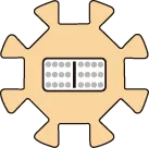 Mexican Train Dominoes - A double 12 domino (the engine in the first round) is placed in the center of the train hub.