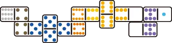 Mexican Train Dominoes - Dominoes with identical ends are placed parallel to each other to save space. This is also called bending the train.