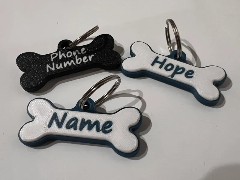 Dog Pet name tag (with phone number on backside)