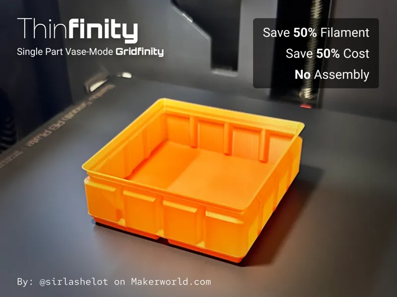 Magnetic Single Part Vase-Mode Gridfinity Bins