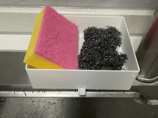 厨房百洁布盒子 15x12x5 带有排水的盒子
