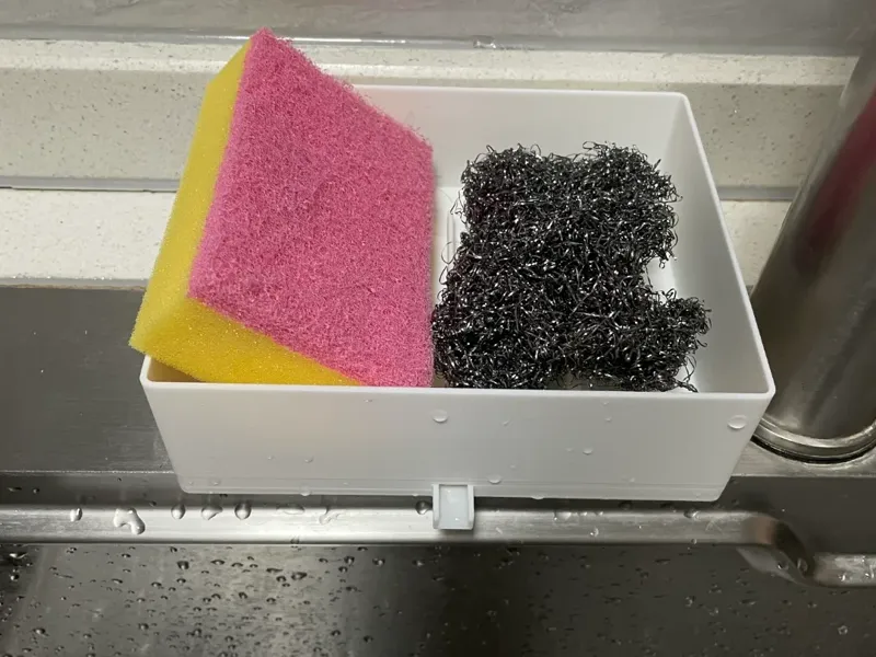 厨房百洁布盒子 15x12x5 带有排水的盒子
