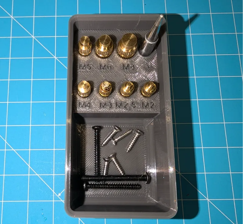 Heat insert adapter organizer for Gridfinity