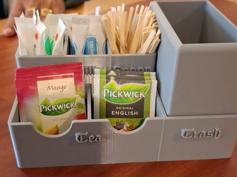 coffee tea supply / officebox with trashcan