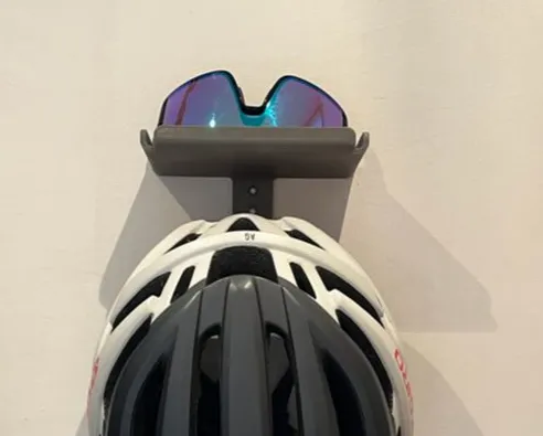 Bike helmet hook with sunglasses holder