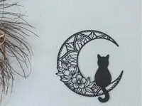 Décoration murale chat noir et lune — photo 1