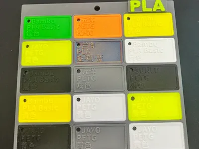 Self-printed filament swatches