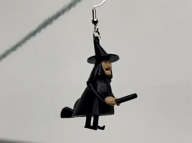 flying witch earring