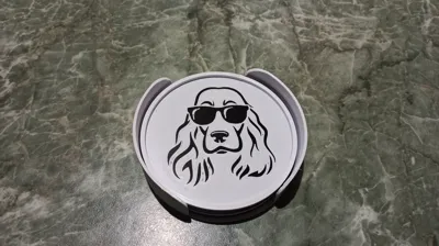 Coaster cocker spaniel with stand