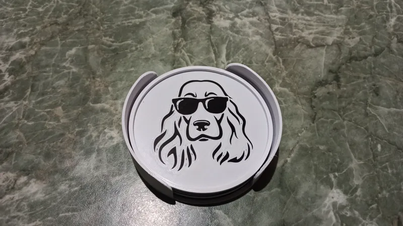 Coaster cocker spaniel with stand