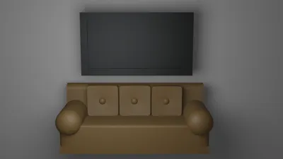Dollhouse Couch and Wall-Mounted TV