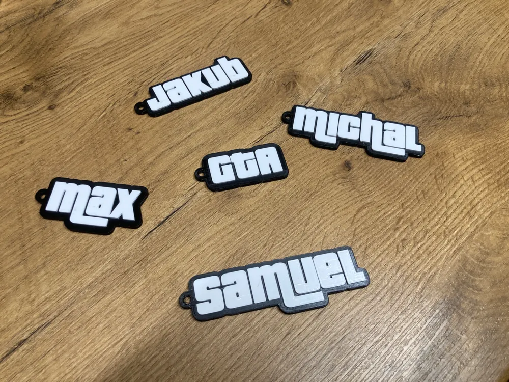 Grand Theft Auto (GTA) keychain with custom name by Marko3D MakerWorld