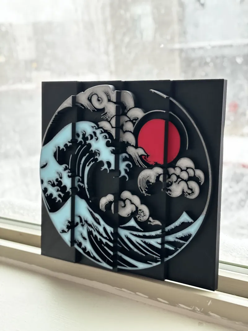 Giant Japanese Wave Split Art