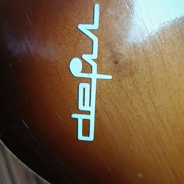 Defil Jazz logo, backplate, zero fret nut