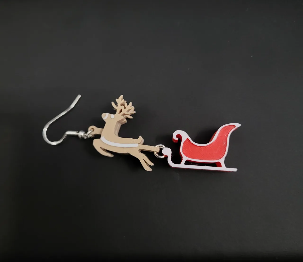 santas sleigh earring view 2