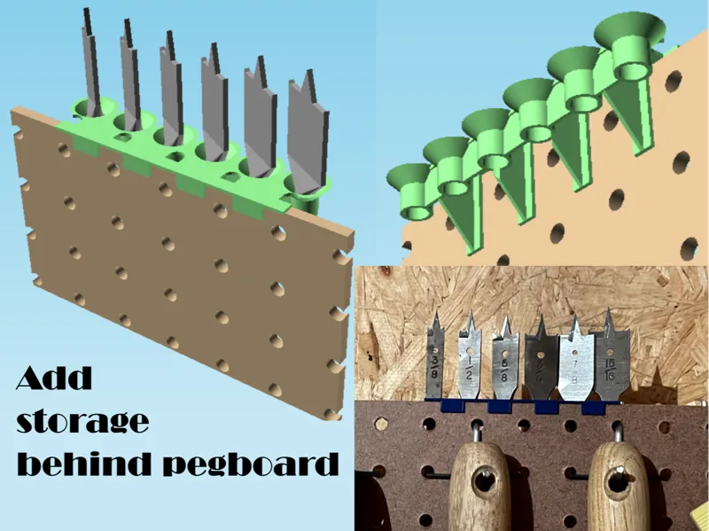 Behind-the-pegboard tool rack