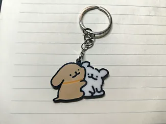 线条小狗(Maltese)小鸡毛贴贴 钥匙扣