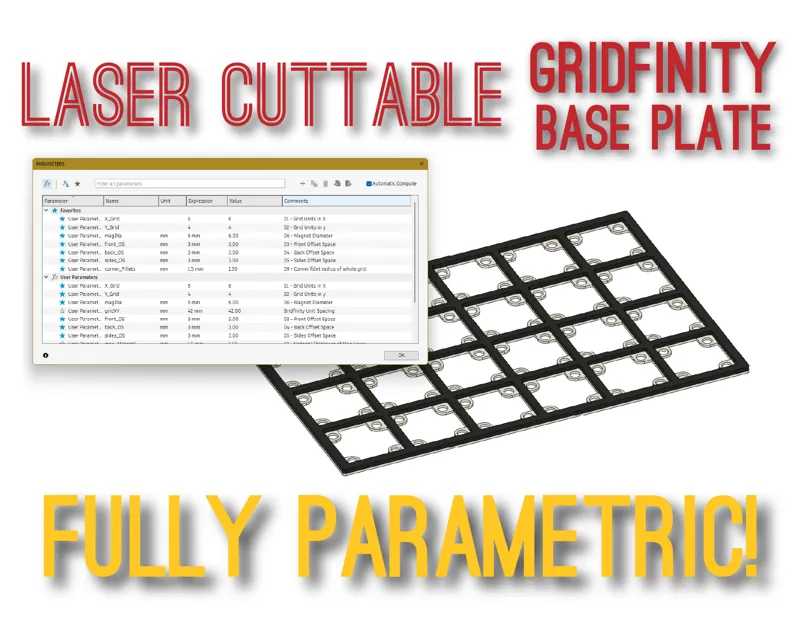 Parametric Laser Cut Gridfinity Base Plate