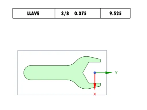 Llave 3/8 con mango corto