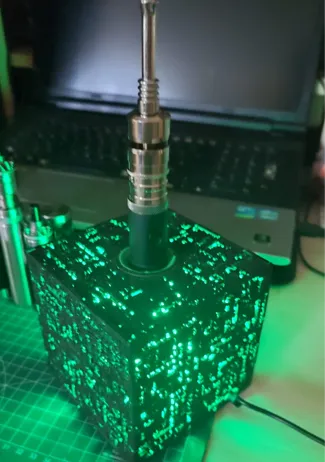Borg Cube with LED as a vape tube holder