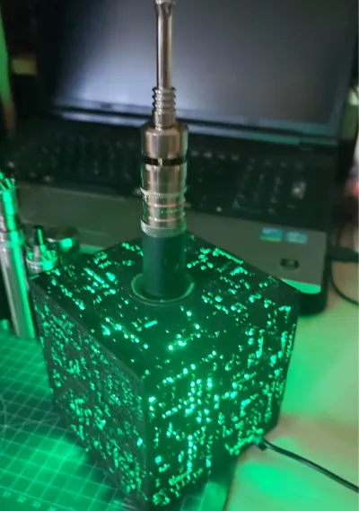 Borg Cube with LED as a vape tube holder