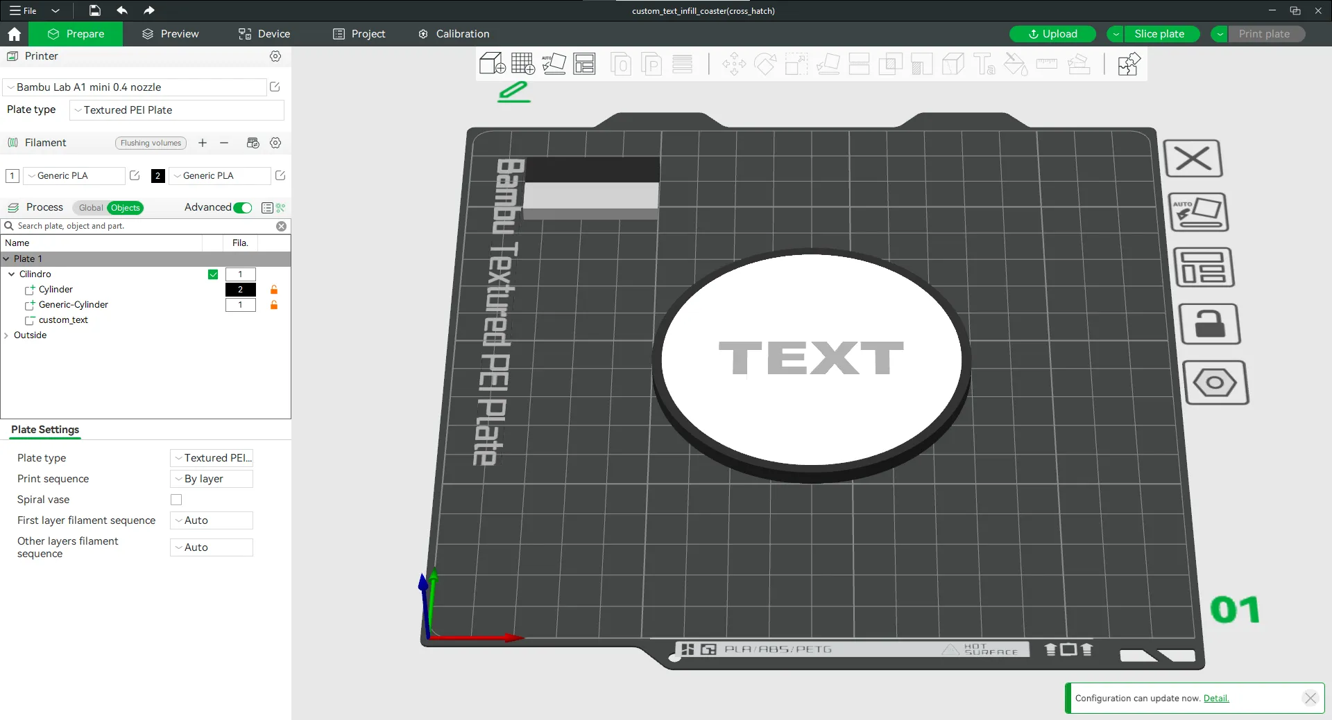 Customizable Dual-Color Coaster with Text & Infill - Free 3D Print ...