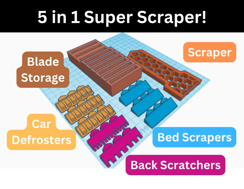 5 IN 1 Super Scraper! w/ 4 type removable blades