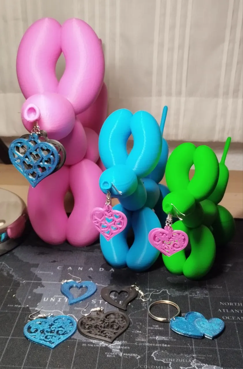 heart earrings, pendientes de corazon view 2