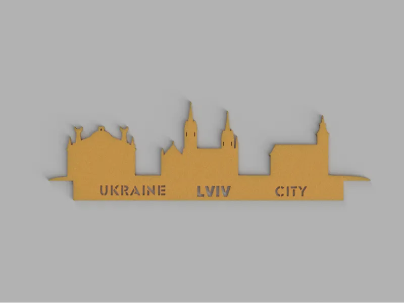 2D wall art panorama of Lviv (Ukraine)