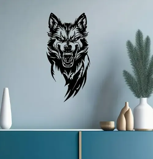 Décoration murale tête de loup