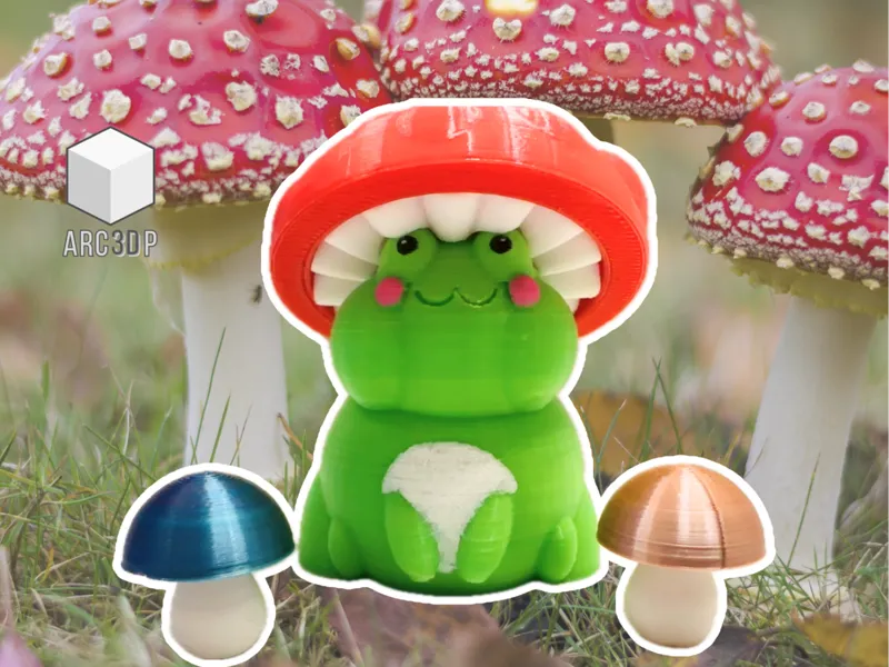 Chonky Frog with Mushroom Hat
