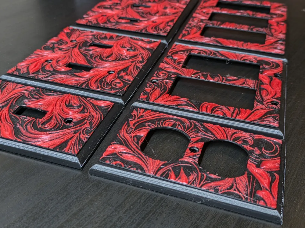 Light Switch Plate Cover Red Swirls Theme by Ronin0000 MakerWorld