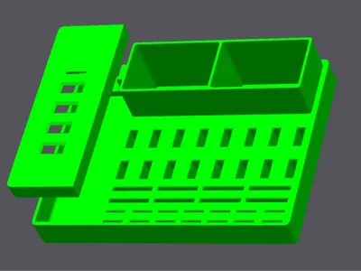 A desktop USB drive storage tray with a built-in 4-port USB hub