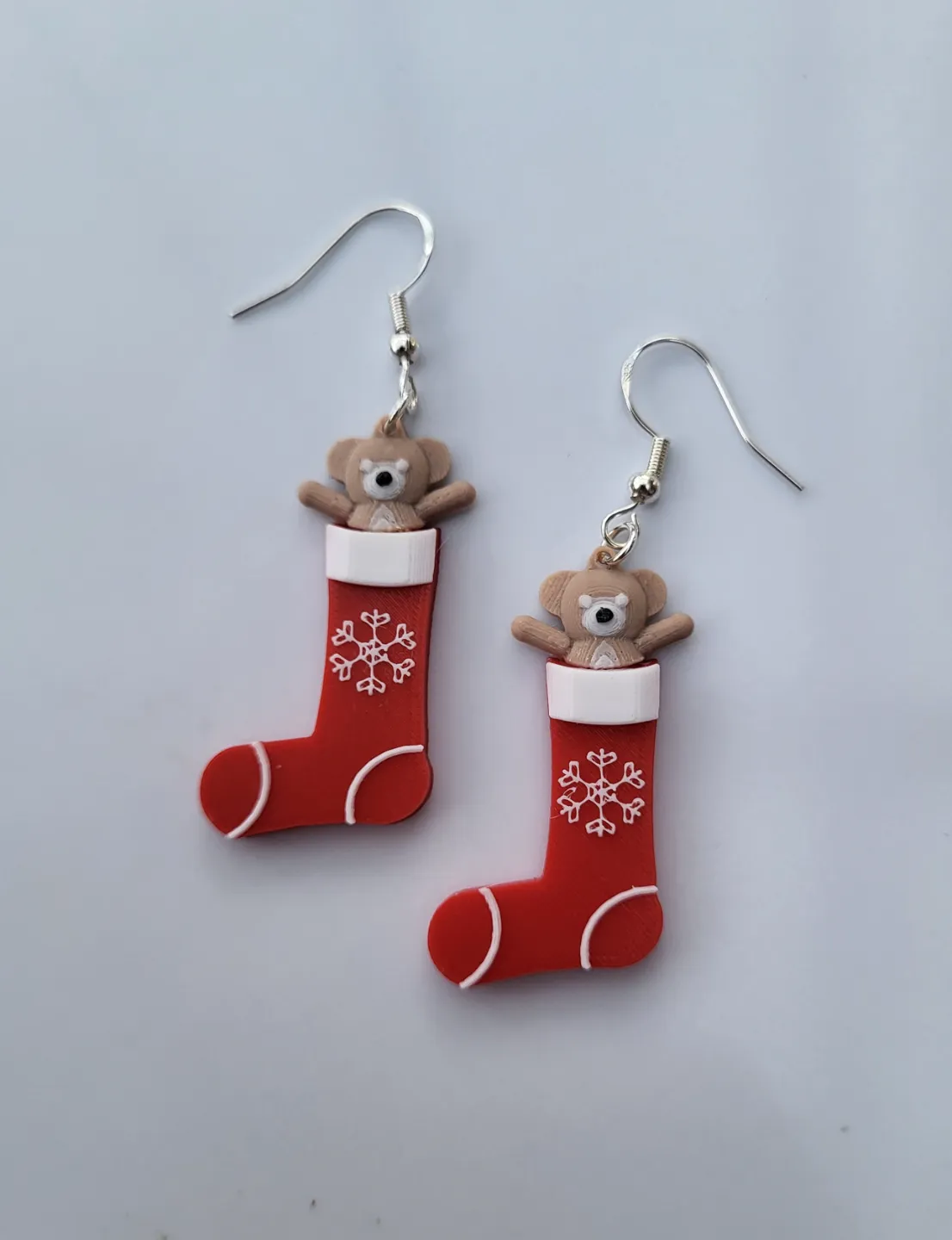 Christmas stocking earring view 2
