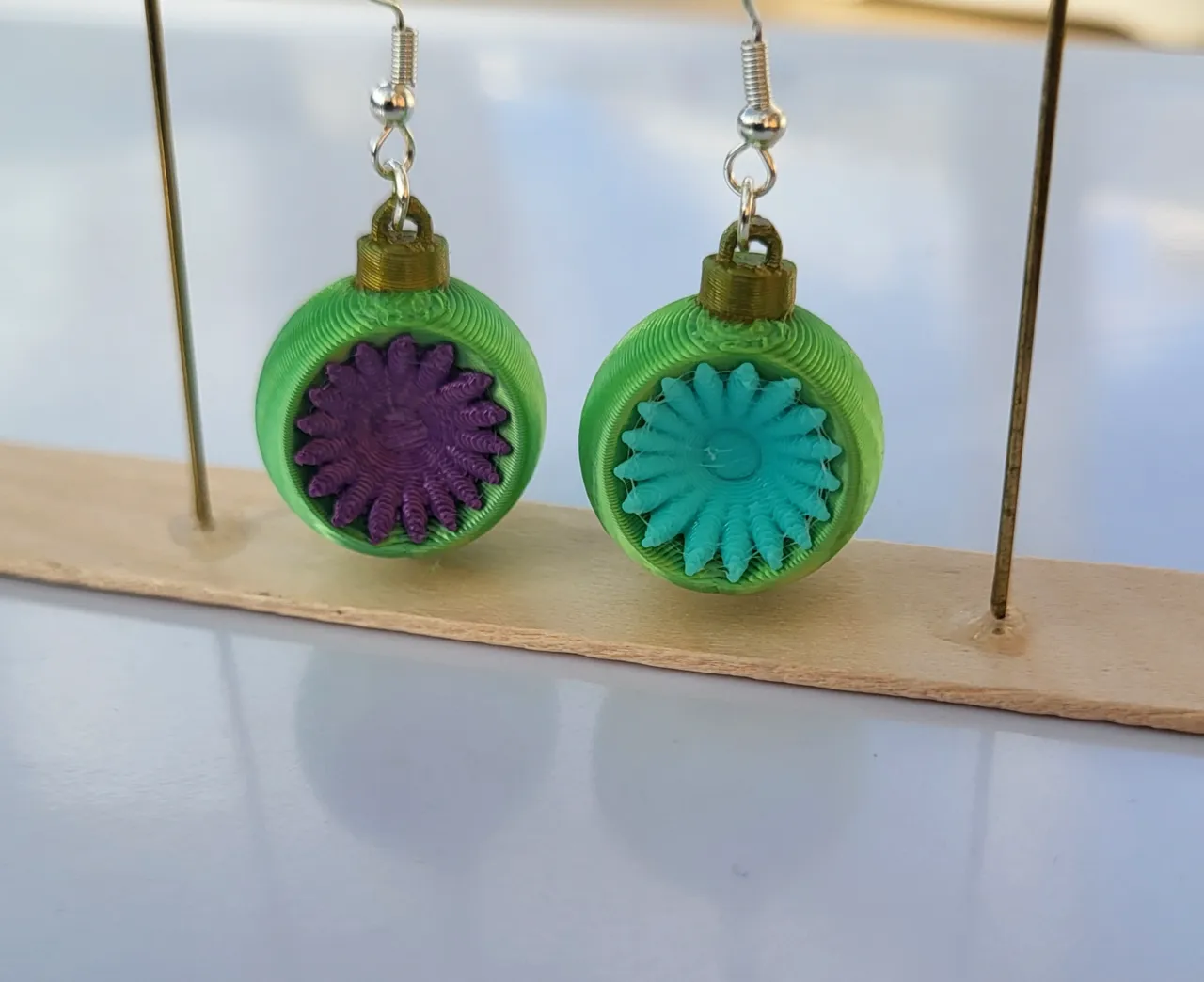Christmas bauble earring view 2