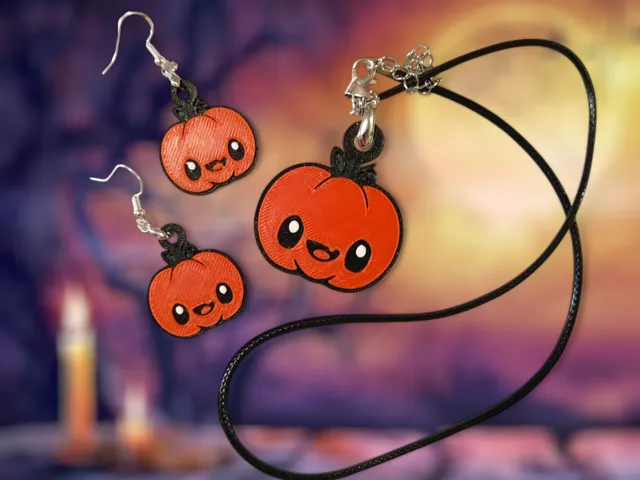 Cute Pumpkin - Earrings and Necklace