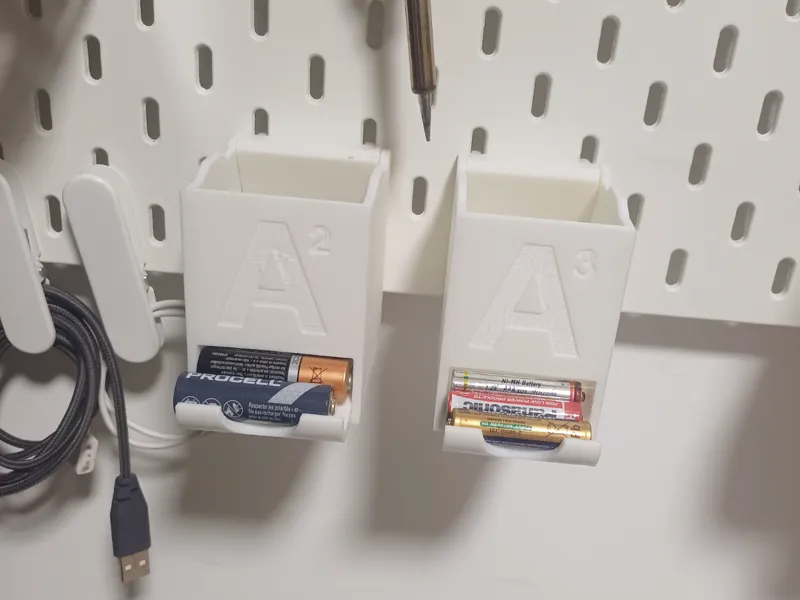 Battery holders, Ikea Skadis