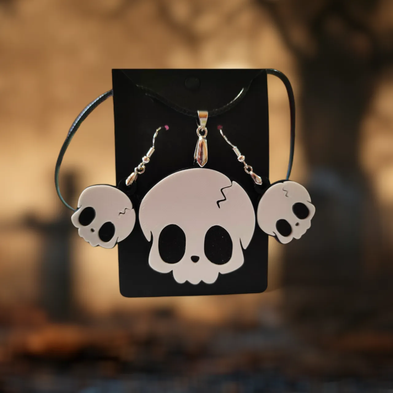 Cute Skull - Earrings and Necklace view 4