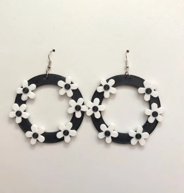 Earring flower split part pendientes flores